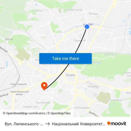Вул. Липинського - Вул. Миколайчука to Національний Університет «Львівська Політехніка» map