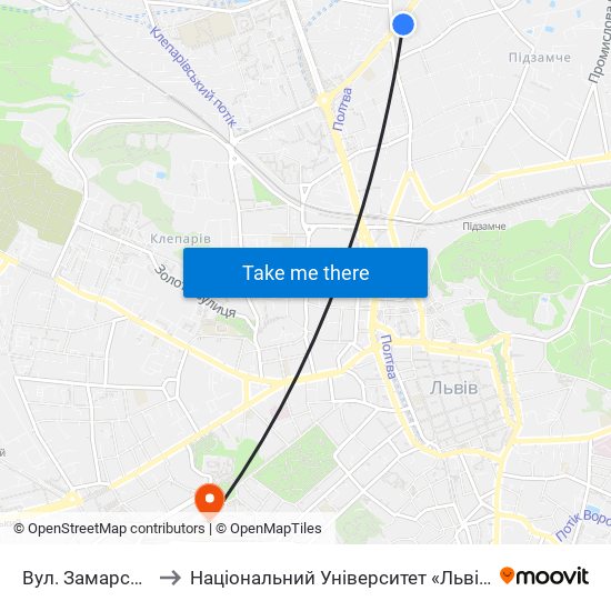 Вул. Замарстинівська to Національний Університет «Львівська Політехніка» map