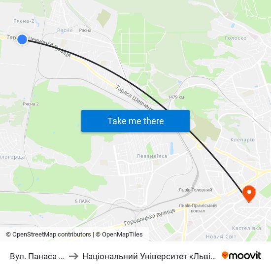 Вул. Панаса Сотника to Національний Університет «Львівська Політехніка» map