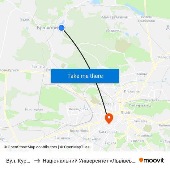 Вул. Курортна to Національний Університет «Львівська Політехніка» map