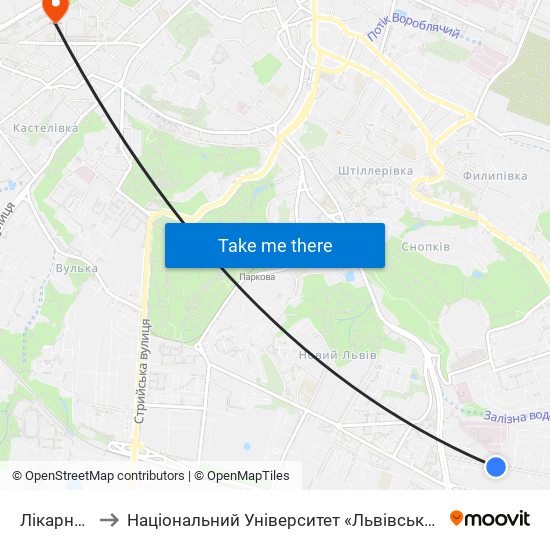 Лікарня №8 to Національний Університет «Львівська Політехніка» map
