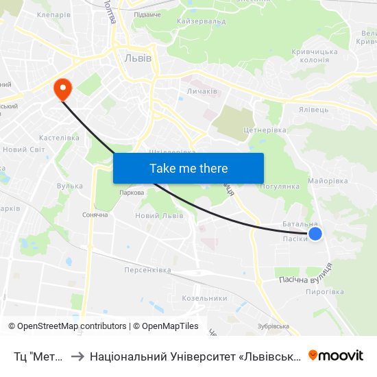 Тц "Метро-2" to Національний Університет «Львівська Політехніка» map