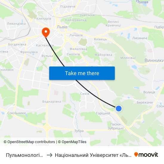 Пульмонологічний Центр to Національний Університет «Львівська Політехніка» map