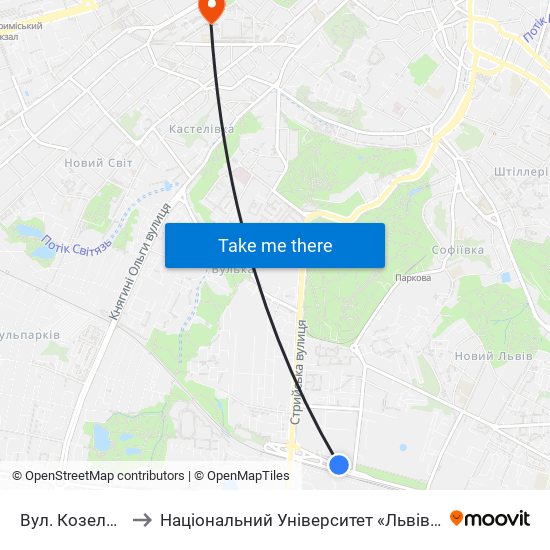 Вул. Козельницька to Національний Університет «Львівська Політехніка» map