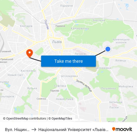 Вул. Ніщинського to Національний Університет «Львівська Політехніка» map