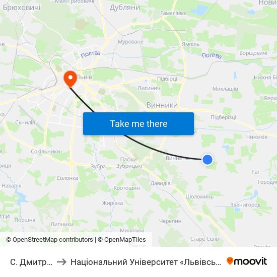 С. Дмитровичі to Національний Університет «Львівська Політехніка» map