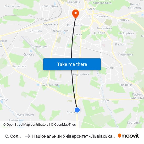 С. Солонка to Національний Університет «Львівська Політехніка» map