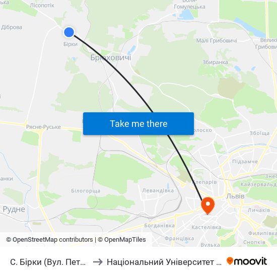 С. Бірки (Вул. Петра Сагайдачного) to Національний Університет «Львівська Політехніка» map