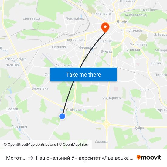 Мототрек to Національний Університет «Львівська Політехніка» map