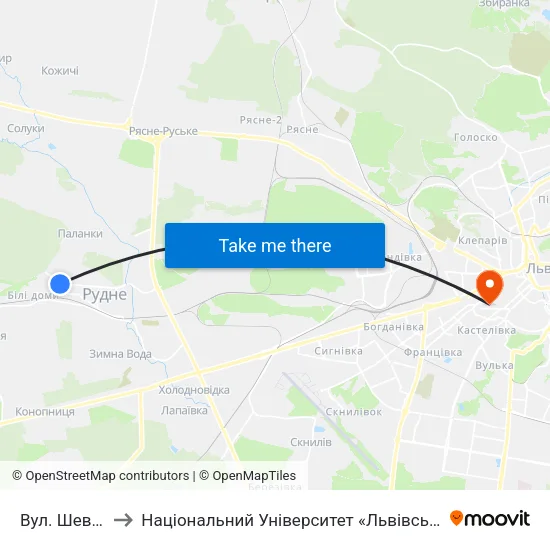 Вул. Шевченка to Національний Університет «Львівська Політехніка» map
