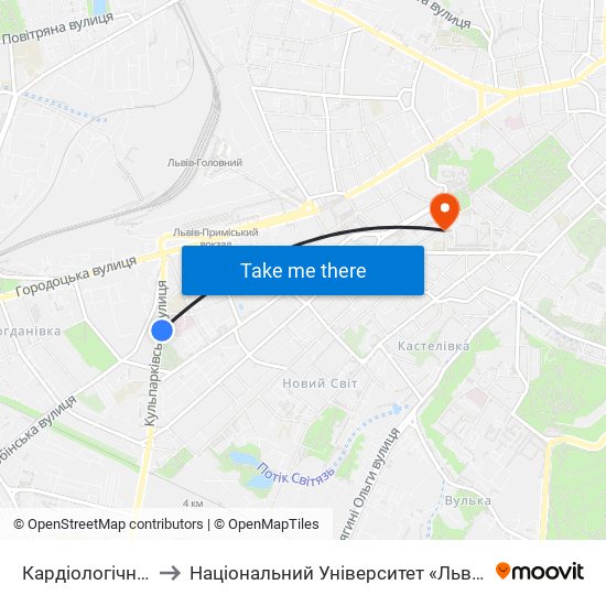 Кардіологічний Центр to Національний Університет «Львівська Політехніка» map