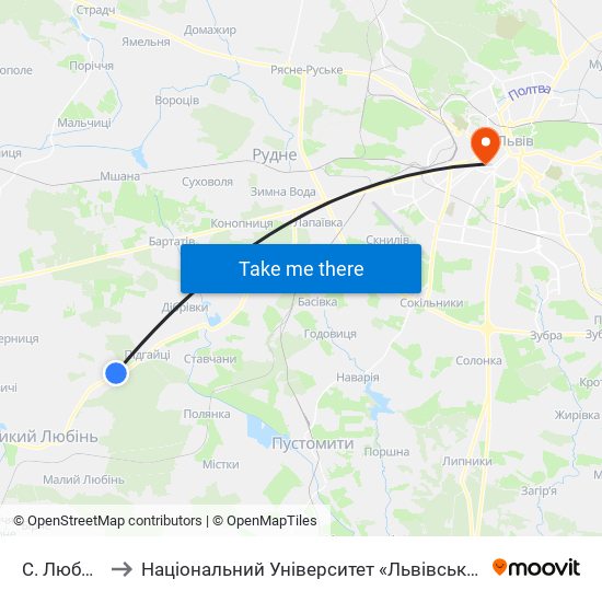 С. Любовичі to Національний Університет «Львівська Політехніка» map