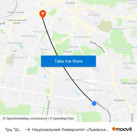 Трц “Шувар” to Національний Університет «Львівська Політехніка» map