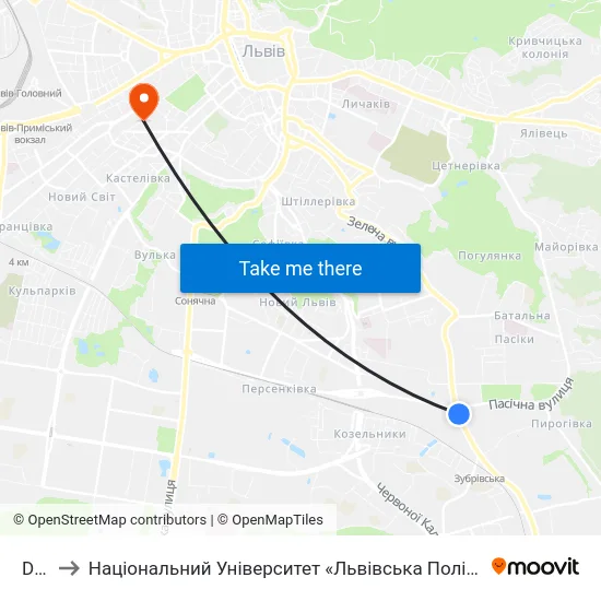 Dbk to Національний Університет «Львівська Політехніка» map