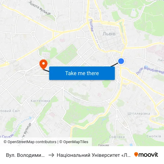 Вул. Володимира Шухевича to Національний Університет «Львівська Політехніка» map