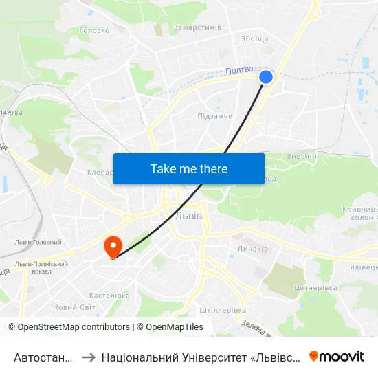 Автостанція №2 to Національний Університет «Львівська Політехніка» map