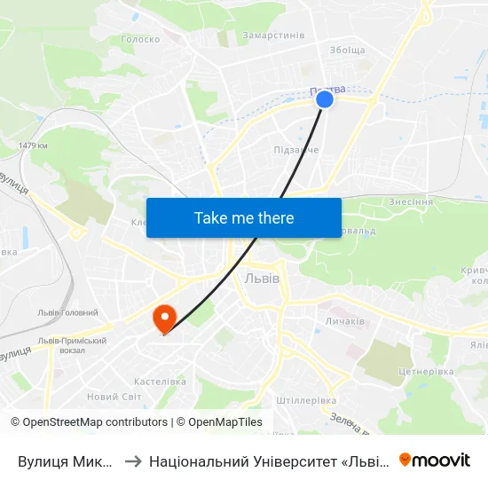 Вулиця Миколайчука to Національний Університет «Львівська Політехніка» map