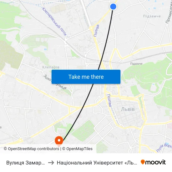 Вулиця Замарстинівська to Національний Університет «Львівська Політехніка» map