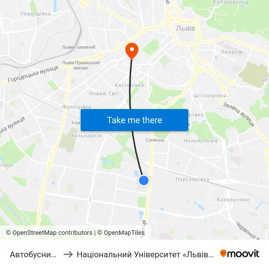 Автобусний Завод to Національний Університет «Львівська Політехніка» map