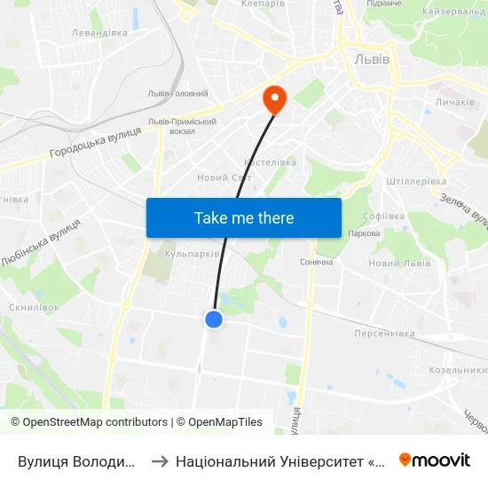 Вулиця Володимира Великого to Національний Університет «Львівська Політехніка» map