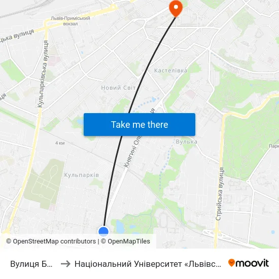 Вулиця Бойчука to Національний Університет «Львівська Політехніка» map