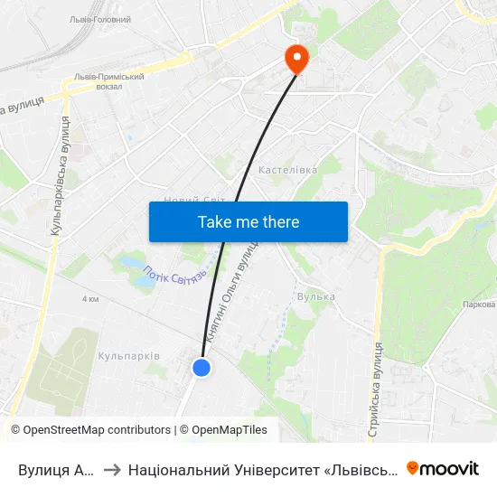 Вулиця Аркаса to Національний Університет «Львівська Політехніка» map