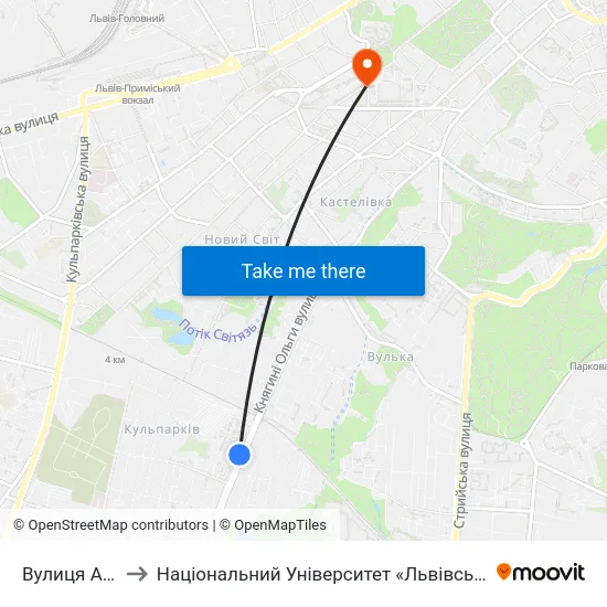 Вулиця Аркаса to Національний Університет «Львівська Політехніка» map