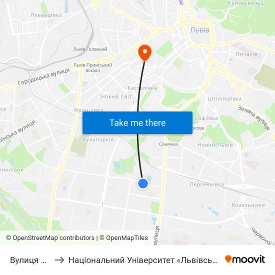 Вулиця Янева to Національний Університет «Львівська Політехніка» map