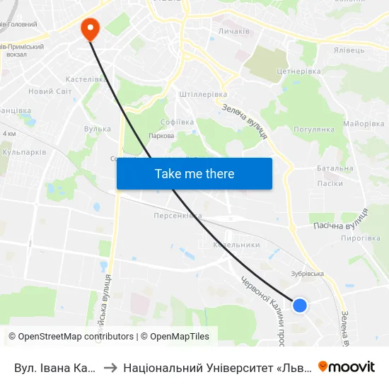 Вул. Івана Кавалерідзе to Національний Університет «Львівська Політехніка» map