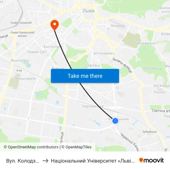 Вул. Колодзінського to Національний Університет «Львівська Політехніка» map