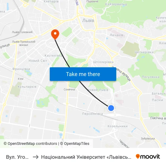 Вул. Угорська to Національний Університет «Львівська Політехніка» map