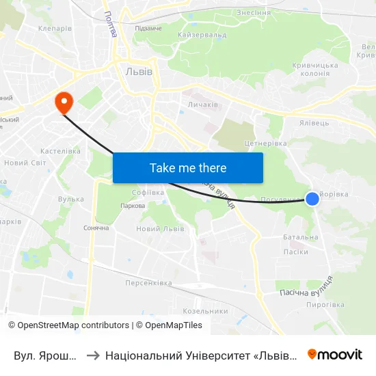Вул. Ярошинської to Національний Університет «Львівська Політехніка» map
