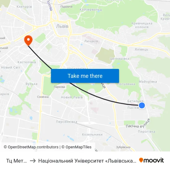 Тц Метро-2 to Національний Університет «Львівська Політехніка» map