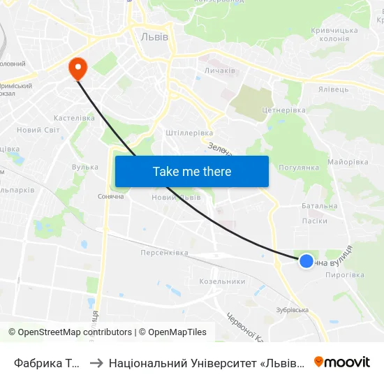 Фабрика Трембіта to Національний Університет «Львівська Політехніка» map