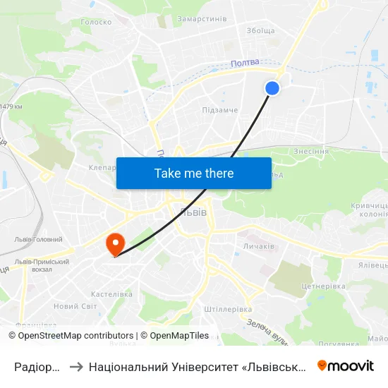 Радіоринок to Національний Університет «Львівська Політехніка» map