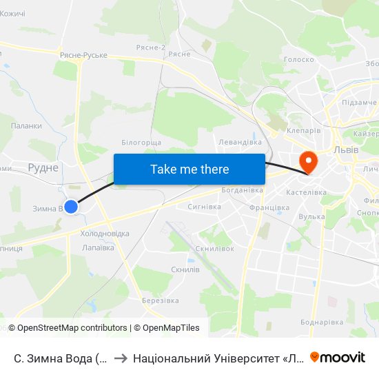 С. Зимна Вода (Вул. Західна) to Національний Університет «Львівська Політехніка» map