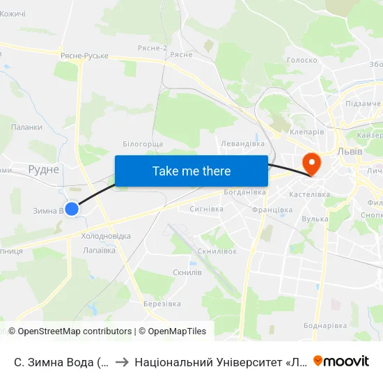 С. Зимна Вода (Вул. Західна) to Національний Університет «Львівська Політехніка» map