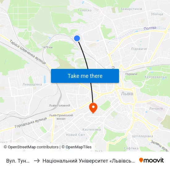 Вул. Тунельна to Національний Університет «Львівська Політехніка» map