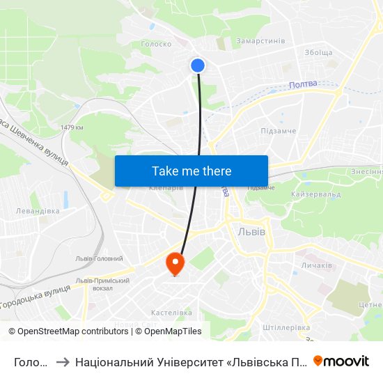 Голоско to Національний Університет «Львівська Політехніка» map