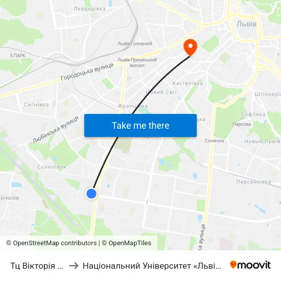 Тц Вікторія Гарденс to Національний Університет «Львівська Політехніка» map
