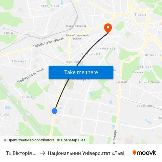 Тц Вікторія Гарденс to Національний Університет «Львівська Політехніка» map
