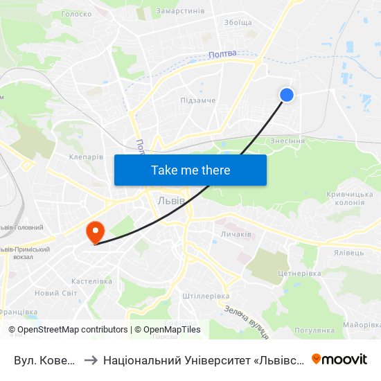 Вул. Ковельська to Національний Університет «Львівська Політехніка» map