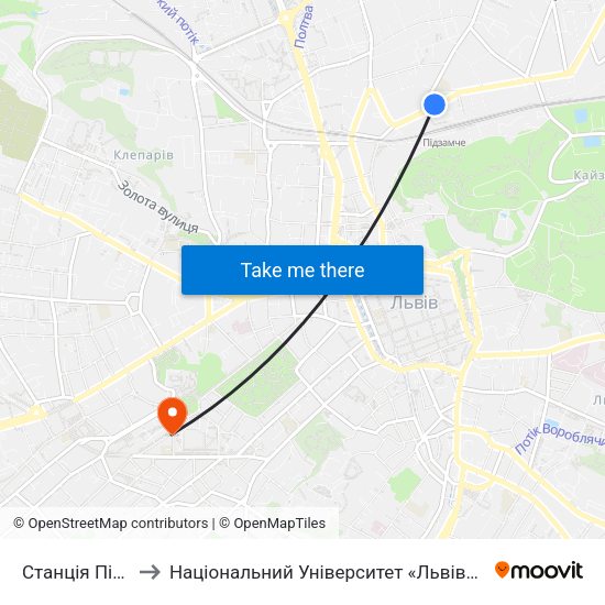 Станція Підзамче to Національний Університет «Львівська Політехніка» map