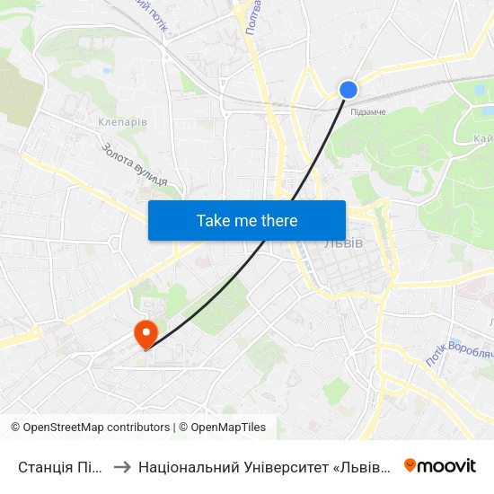 Станція Підзамче to Національний Університет «Львівська Політехніка» map