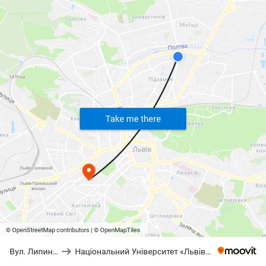 Вул. Липинського to Національний Університет «Львівська Політехніка» map