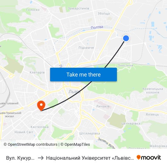 Вул. Кукурудзяна to Національний Університет «Львівська Політехніка» map