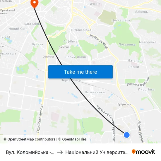Вул. Коломийська - Вул. Трильовського to Національний Університет «Львівська Політехніка» map