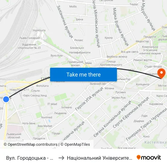 Вул. Городоцька - Вул. Кульпарківська to Національний Університет «Львівська Політехніка» map