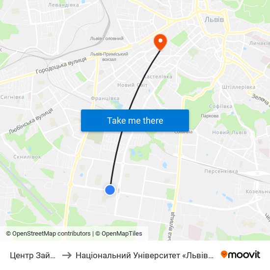 Центр Зайнятості to Національний Університет «Львівська Політехніка» map