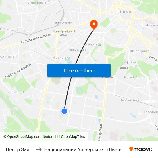Центр Зайнятості to Національний Університет «Львівська Політехніка» map
